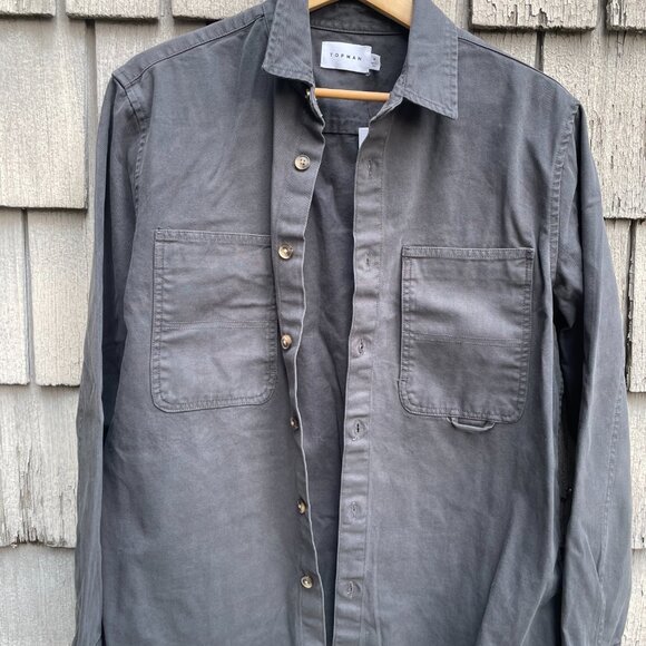 Topman Grey Heavy Button Up Shirt Men Medium New Tags - Picture 2 of 4